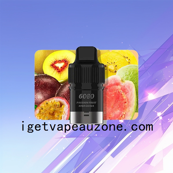 Nicotine Free IGET Bar Plus Pod with 6000 Puffs Extended Enjoyment Passion Fruit Kiwi Guava